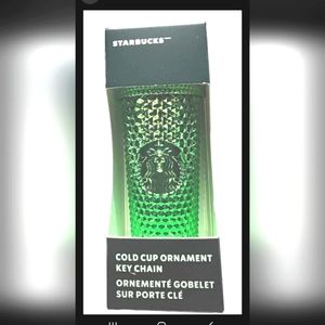 Starbucks Holiday Bling Green Studded Cold Cup 2023 Christmas Ornament Keychain
